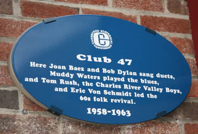 Historical marker outside Club Passim.