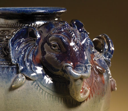 Detail of elephant jar made by Yary Livan. Photo by Jason Dowdle