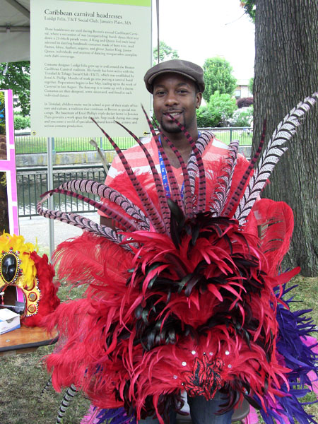 Luidgi Felix with one of his headdresses.