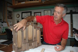 Greg Bover with CB Fisk, Inc model of pipe organ
