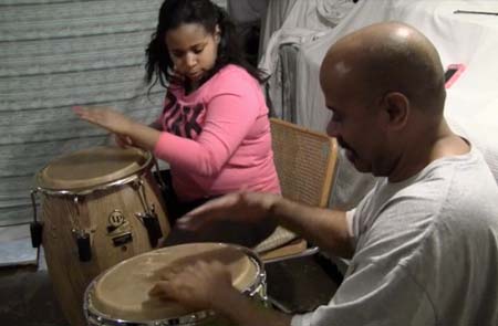 Estefany Navarro and Tito Ayala on congas