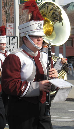 Tuba player from Lowell High School Marching Band
