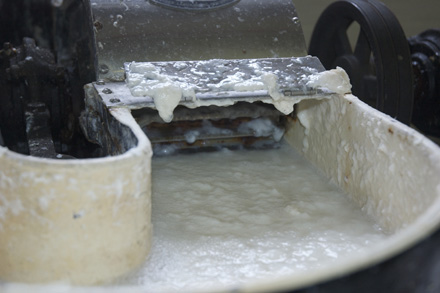 Pulp after having been mechanically beaten for an hour.