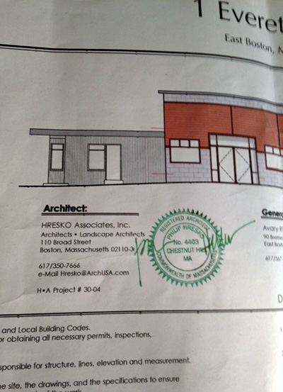 architectural drawing with seal