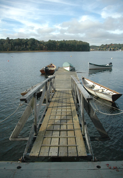 Lowell's Boat Shop dock and boats on Merrimack River, Amesbury lbs_dock-and-river